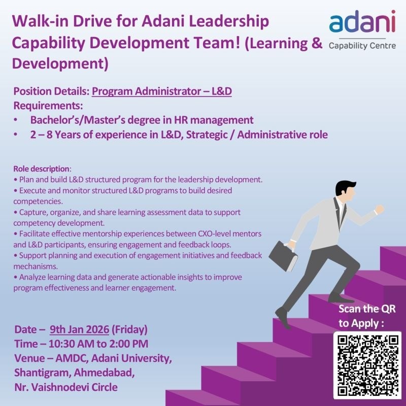 Walk-in Interview for Human Resource department at Adani Ahmedabad