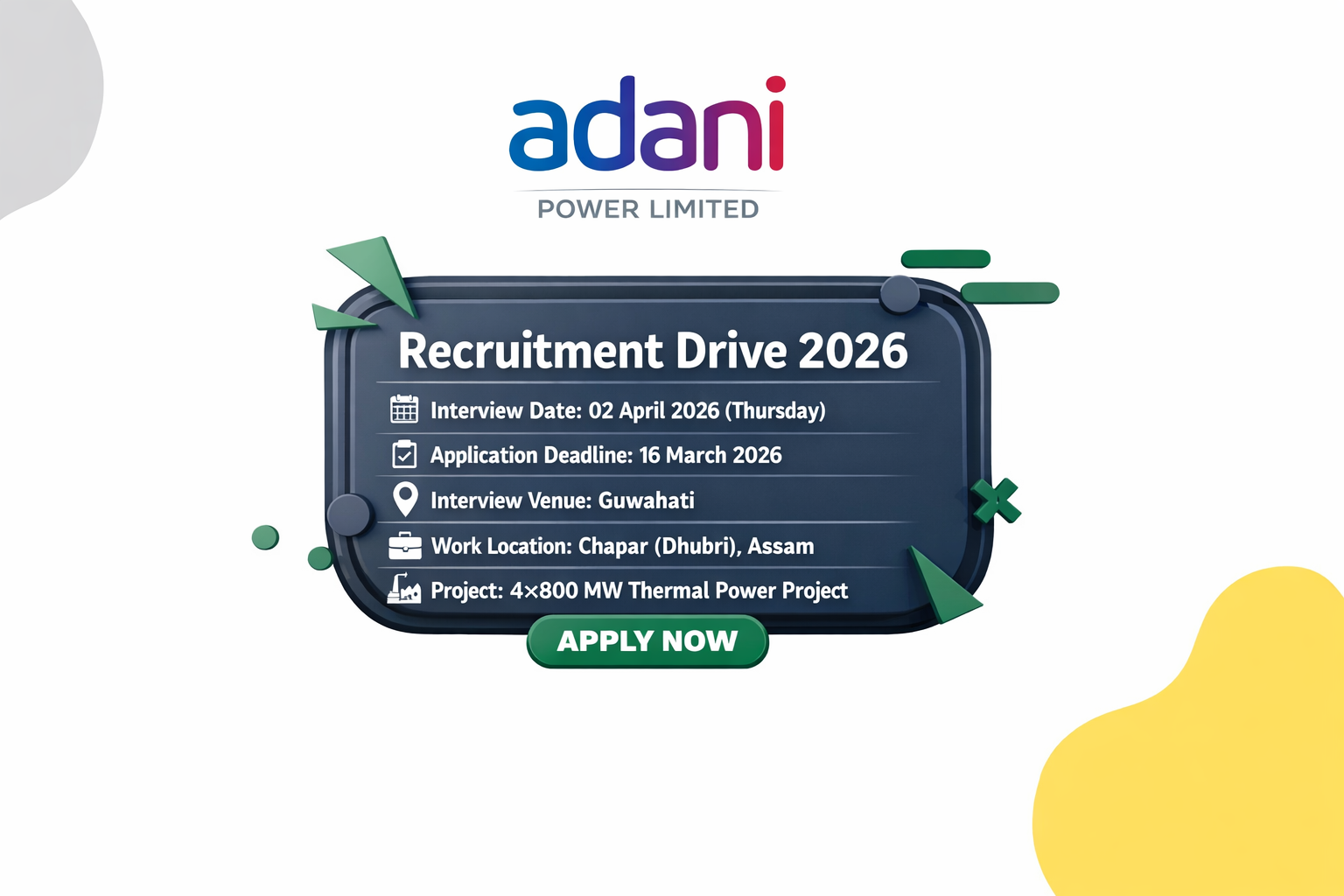 Adani Power Recruitment Drive 2026