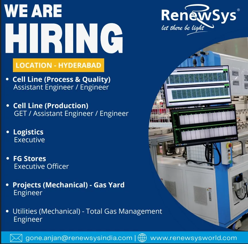 RenewSys is Hiring Engineering & Operations Roles in Hyderabad